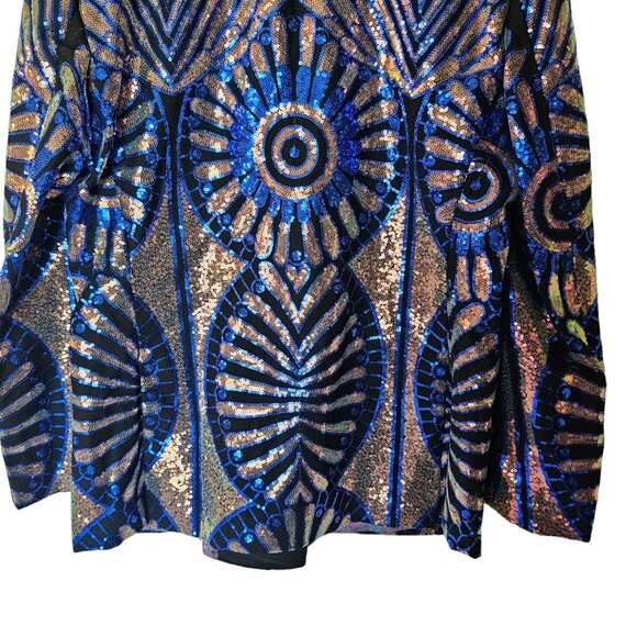 BARABAS Men's Sequin Geometric Pattern Black Blue Blazer 46 2XL New With tags - Picture 13 of 14